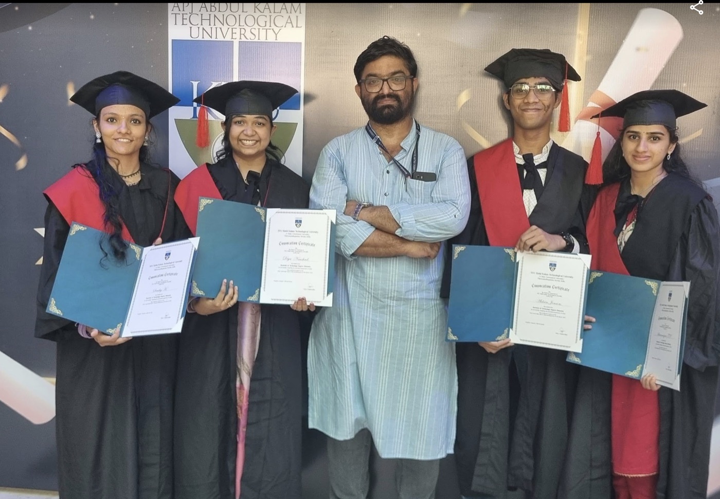 Model Engineering College Students at University Convocation with our Former Principal